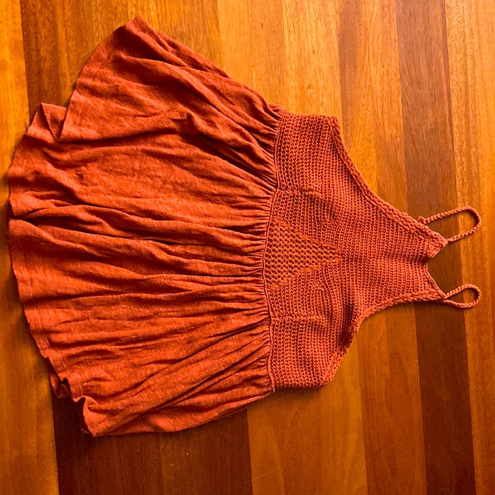 Burnt orange Free People crochet top